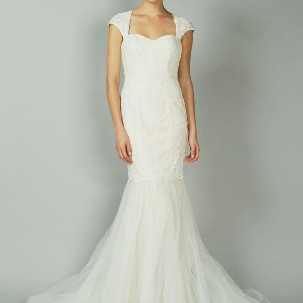 ANNE BARGE Bridal Wedding Dress Blue Willow Bride Cameo Ivory Lace Fitted